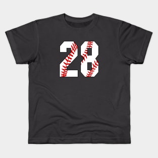 Baseball Number 28 #28 Baseball Shirt Jersey Favorite Player Biggest Fan Kids T-Shirt